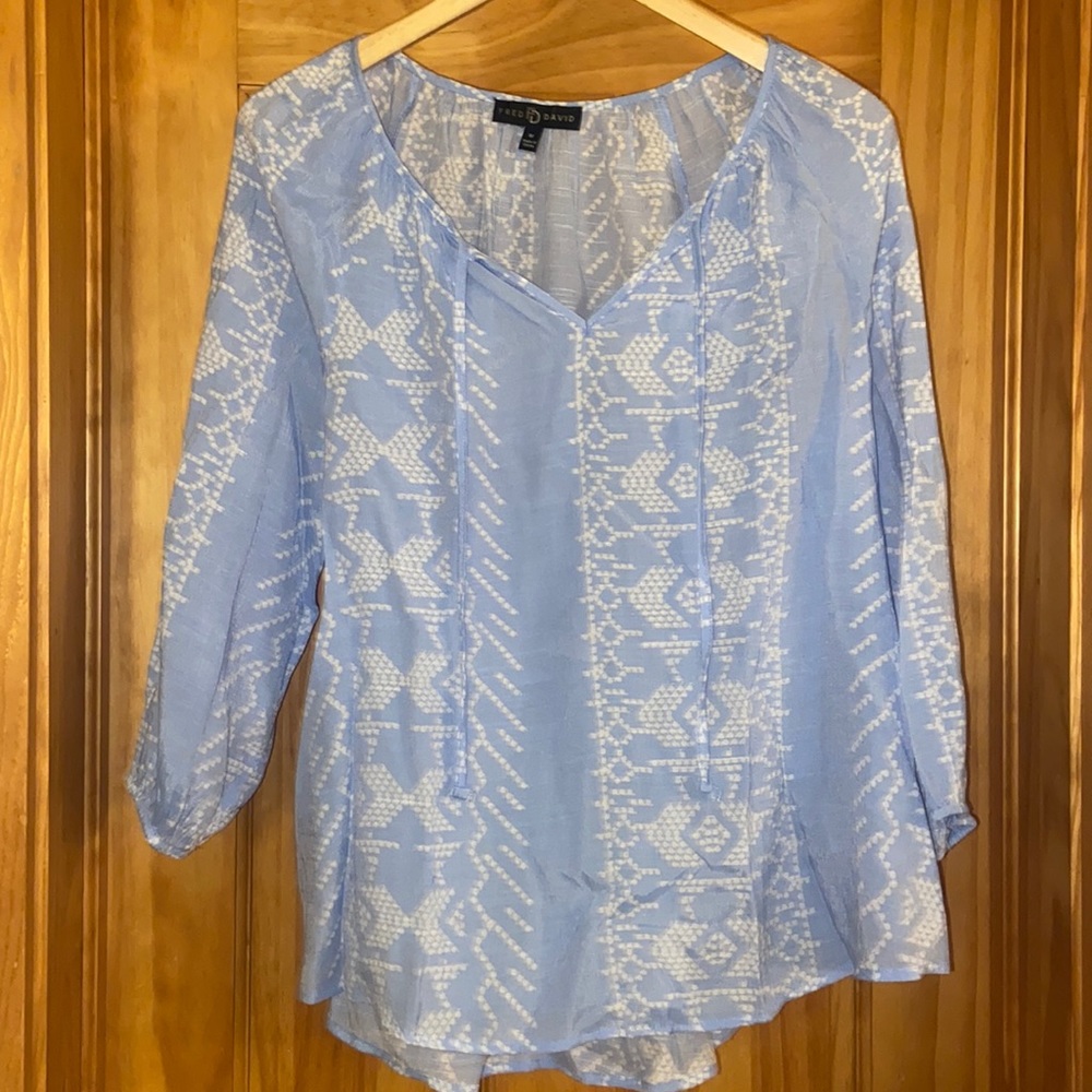Light blue peasant blouse